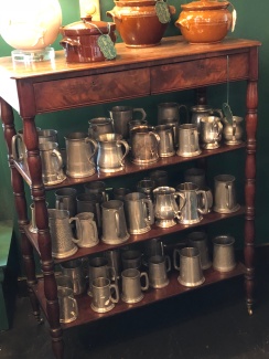 Cool antique pewter mugs at Bubble n Squeak