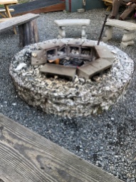 Very cool firepits made out of oyster shells. They had oyster shell fences surrounding the seating area as well.